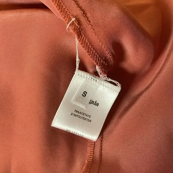 CULT GAIA Kirya Jaipur Gold Chain Halter Neck Pink Satin Maxi Gown Size Small - Picture 10 of 10